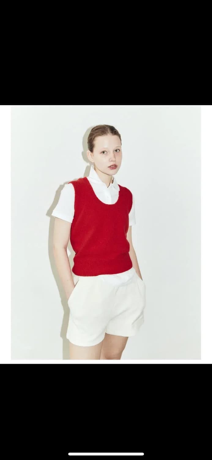 포니테일 니트베스트 레드 S 상품이미지2