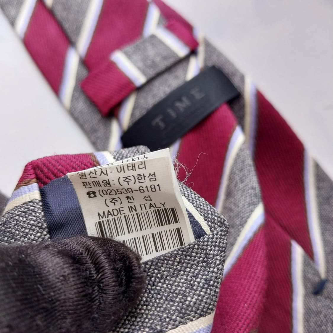 TIME 타임 실크 와인 스트라이프 넥타이 7.8cm A+등급 K2525 상품이미지10