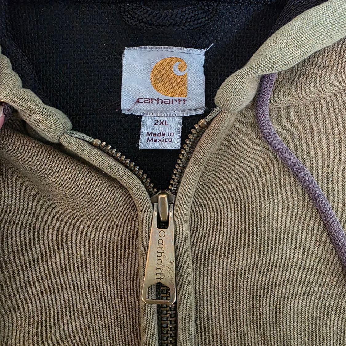 [2XL] 빈티지 칼하트 더블페이스 트래쉬드 썬페이드 써멀 후드집업 상품이미지4