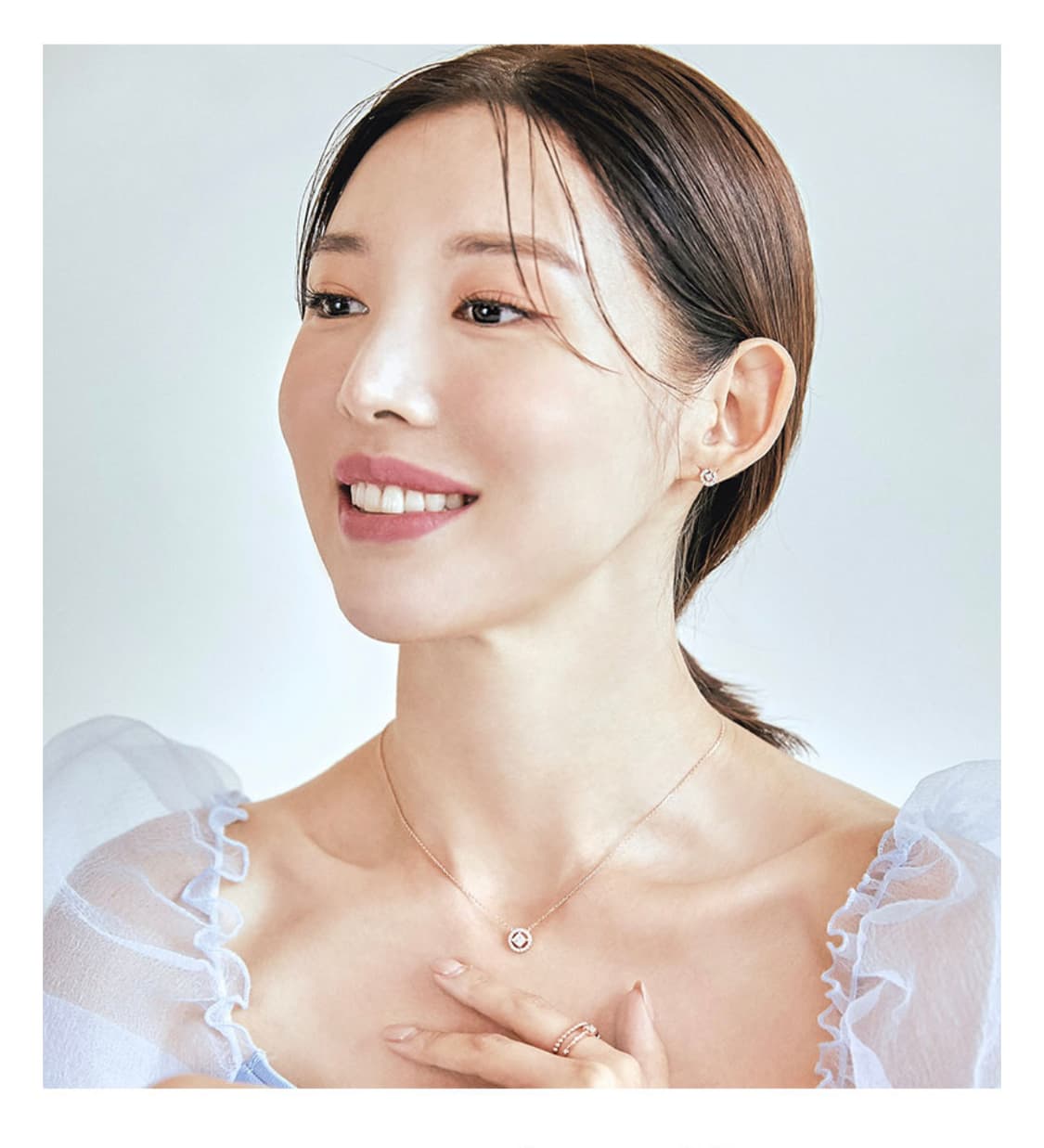 [정품]티르리르 튤리 목걸이 귀걸이 세트 실버925 시그니처튤립 큐빅 상품이미지10