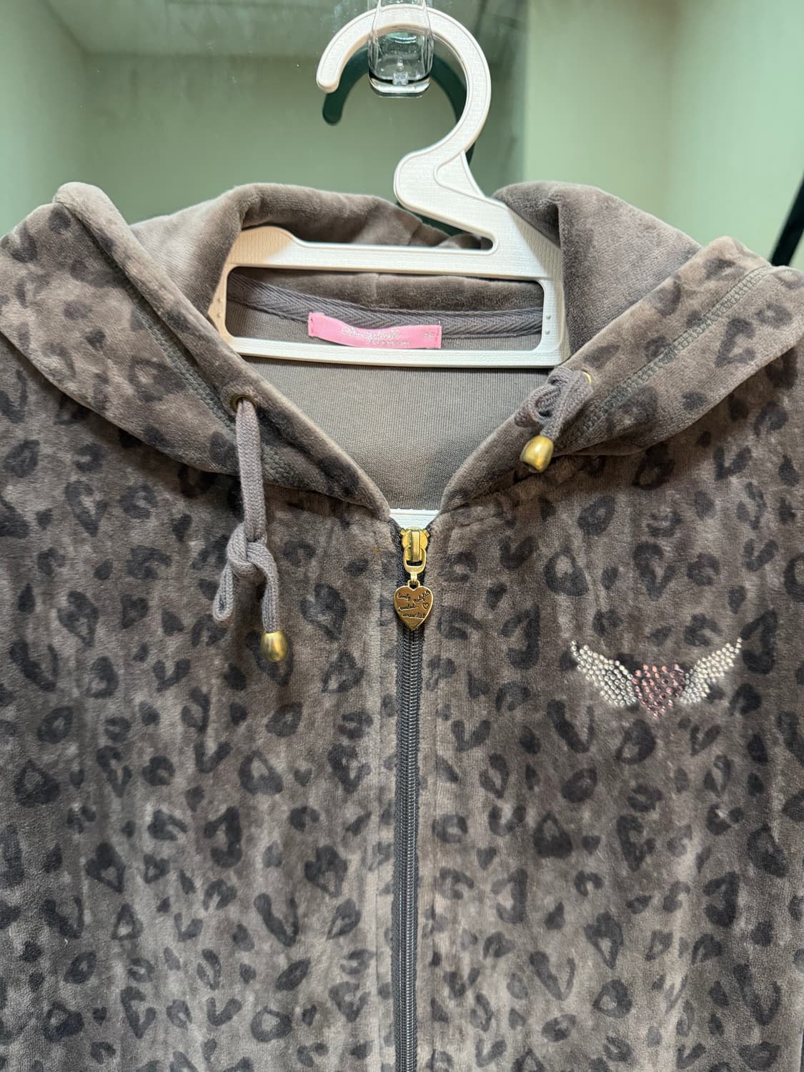 갸루st) 호피 큐빅 벨벳 후드집업 상품이미지2