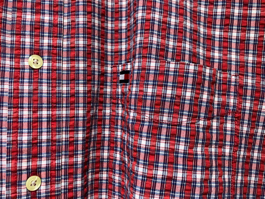 빈티지 90s Tommy Hilfiger 타미힐피거 체크 반팔셔츠 L 상품이미지5