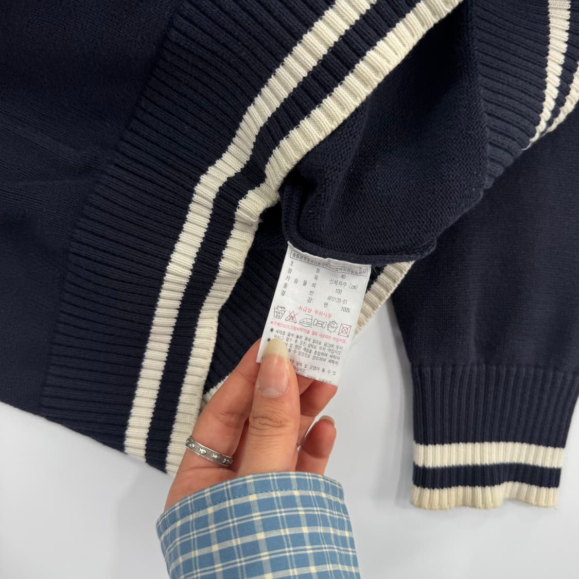 Lacoste 라코스테 스몰로고 네이비 와플니트 후드집업 상품이미지6