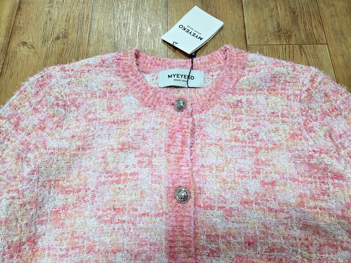 마이아이코(MYEYEKO) 핑크 블러썸 트위드 니트자켓 프리사이즈 새상품 상품이미지8