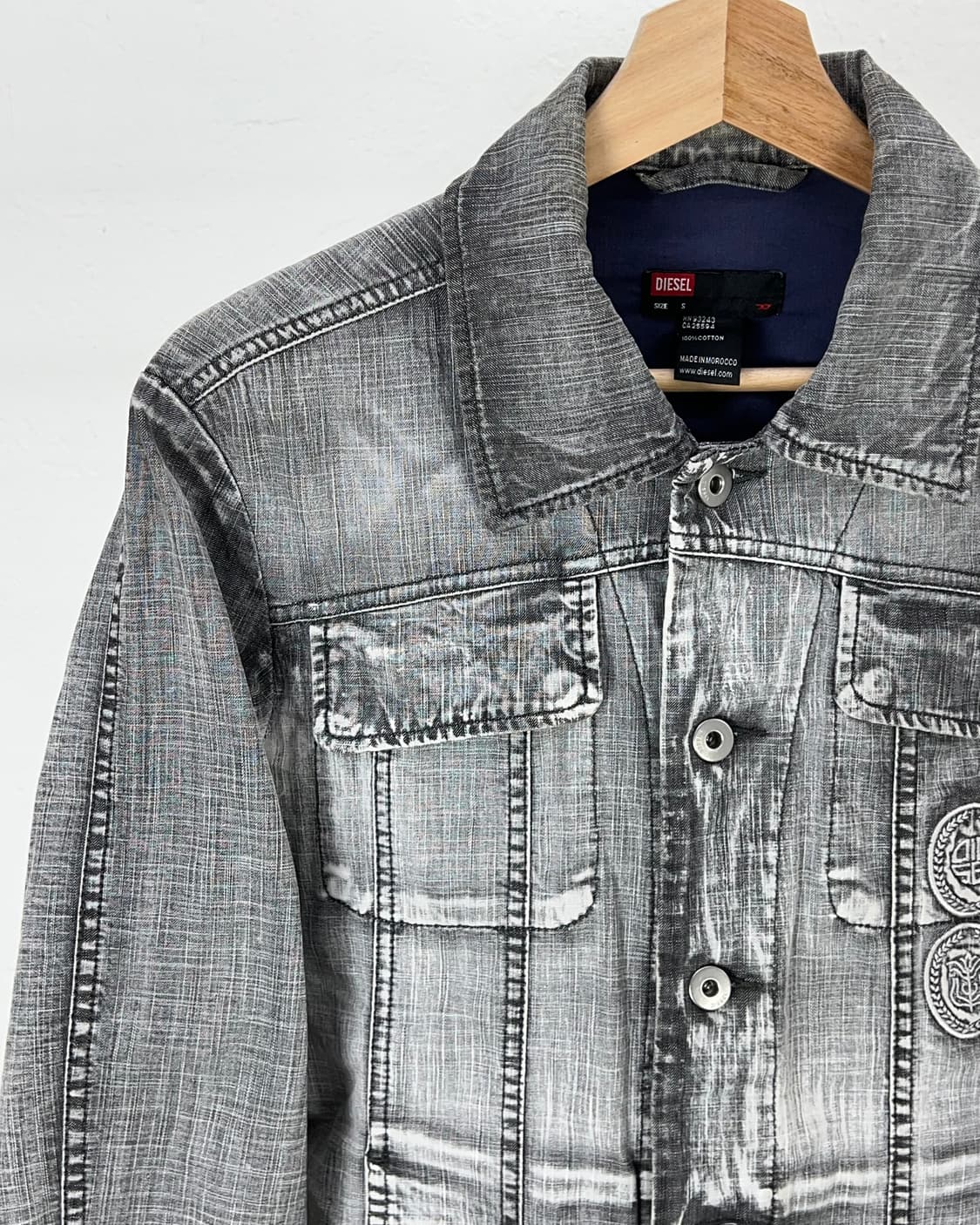 디젤 라이트 그레이 워시드 그레이 다잉 데님 트러커 자켓 상품이미지2