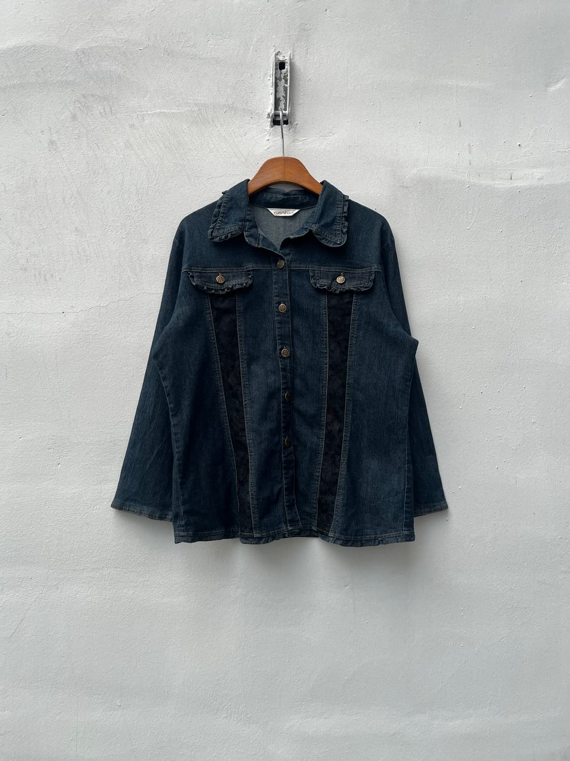 Vintage 레이스도킹 데님셔츠  상품이미지3