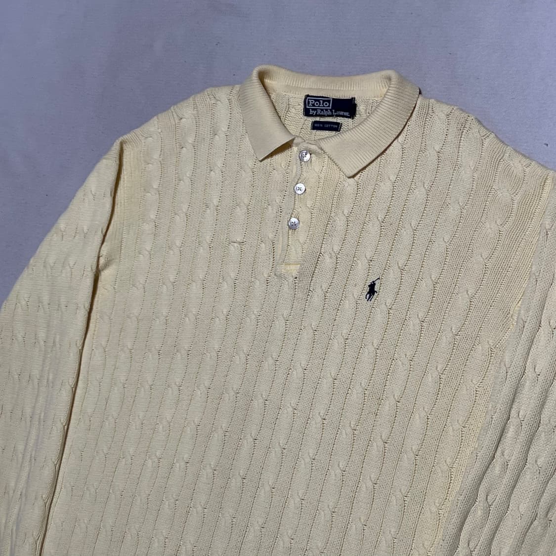 100 폴로랄프로렌 코튼 엘로우 케이블 카라 니트 상품이미지1