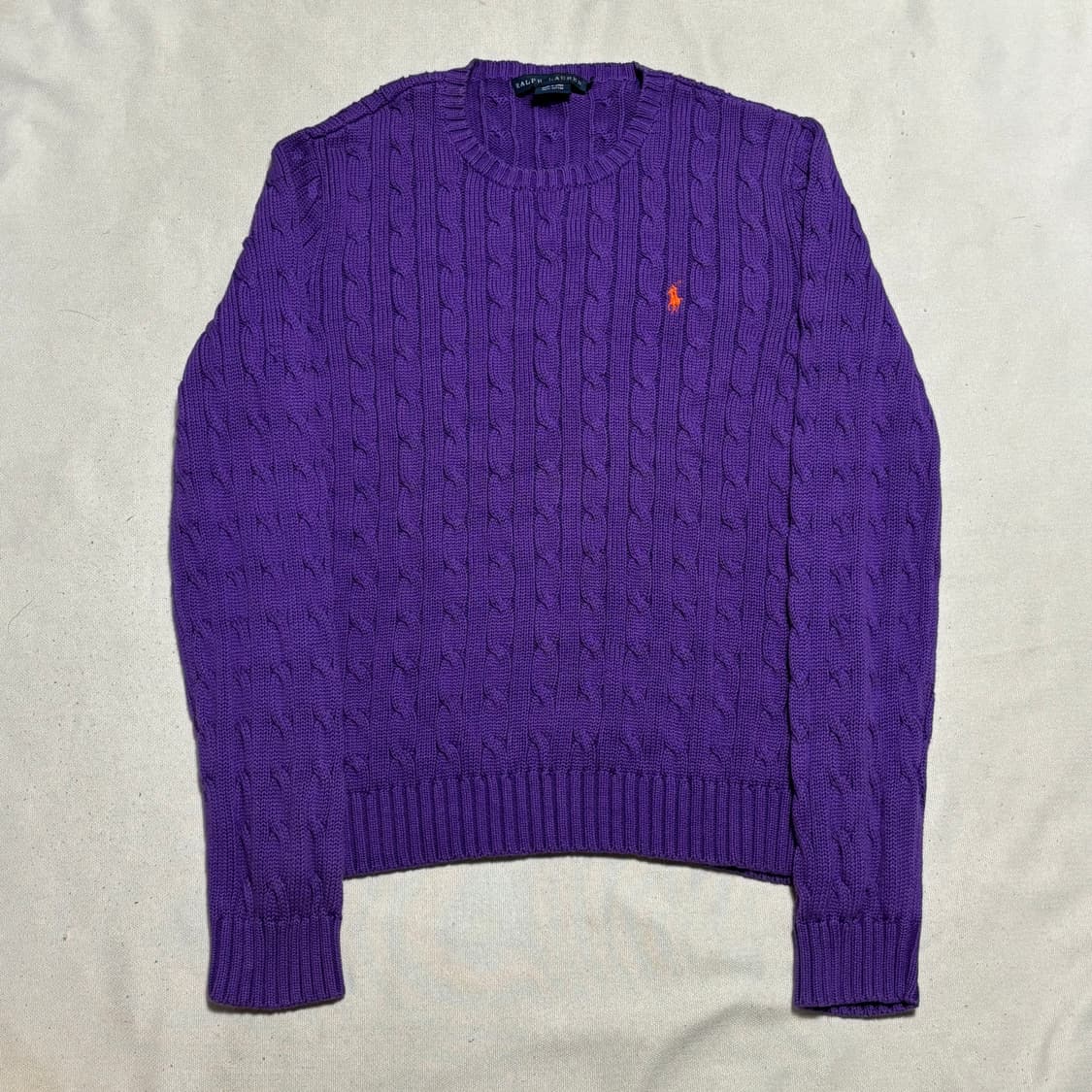 M 여성용 폴로랄프로렌 코튼 퍼플 케이블 니트 상품이미지2