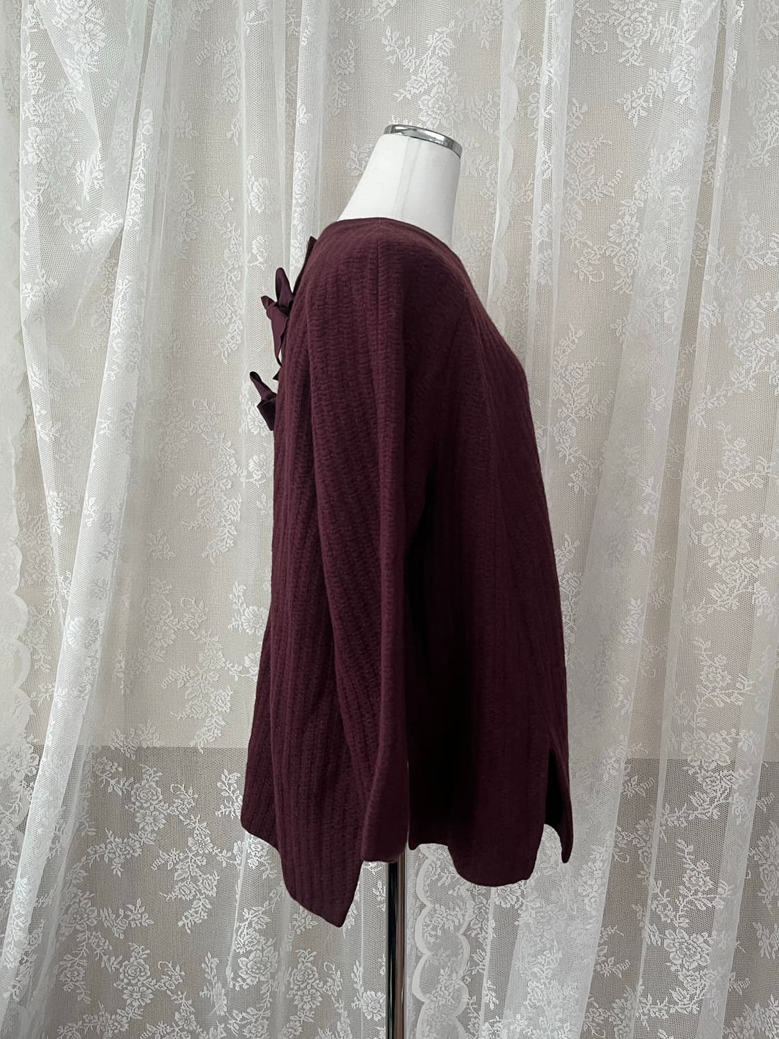 F) 한섬 SJSJ 울 100 루즈핏 니트 버건디 상품이미지2