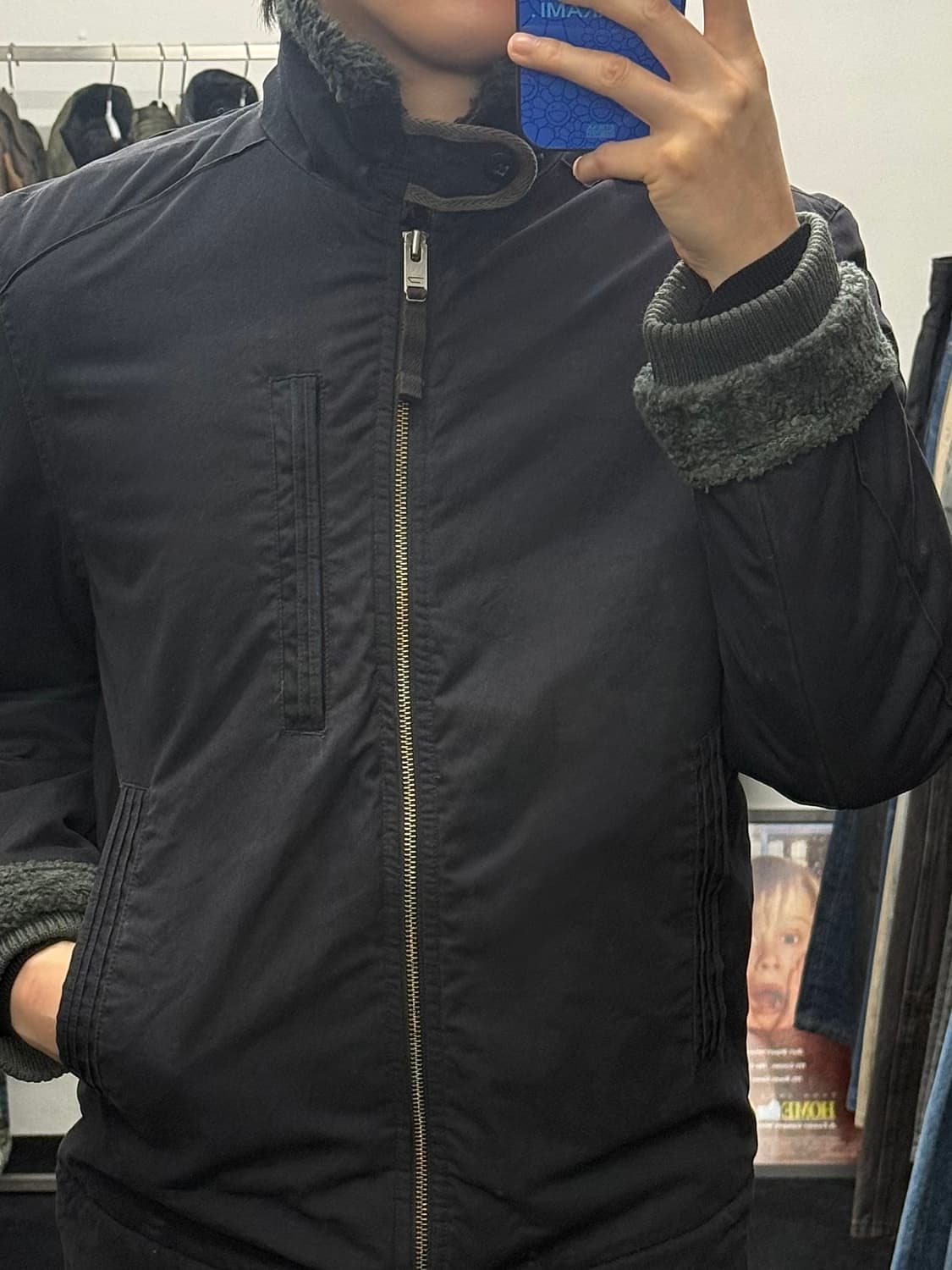 디젤 털 쉐르파 코튼 워크 자켓 비죠 하이넥 고스 펑크 네이비 남색 집업 상품이미지1