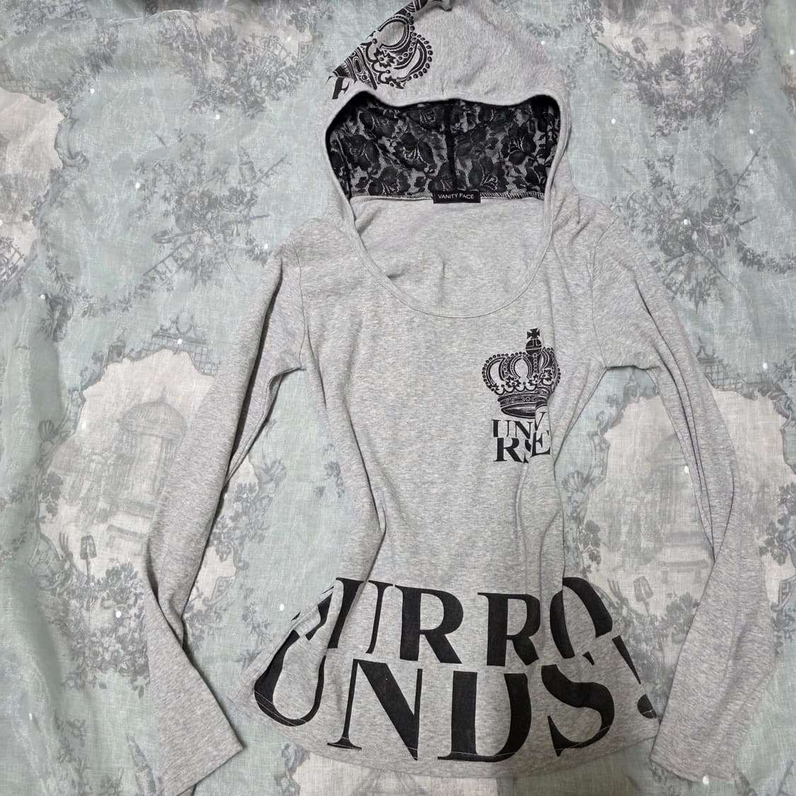 빈티지 왕관 레터링 큐빅 긴팔 탑 펑크 y2k 상품이미지4