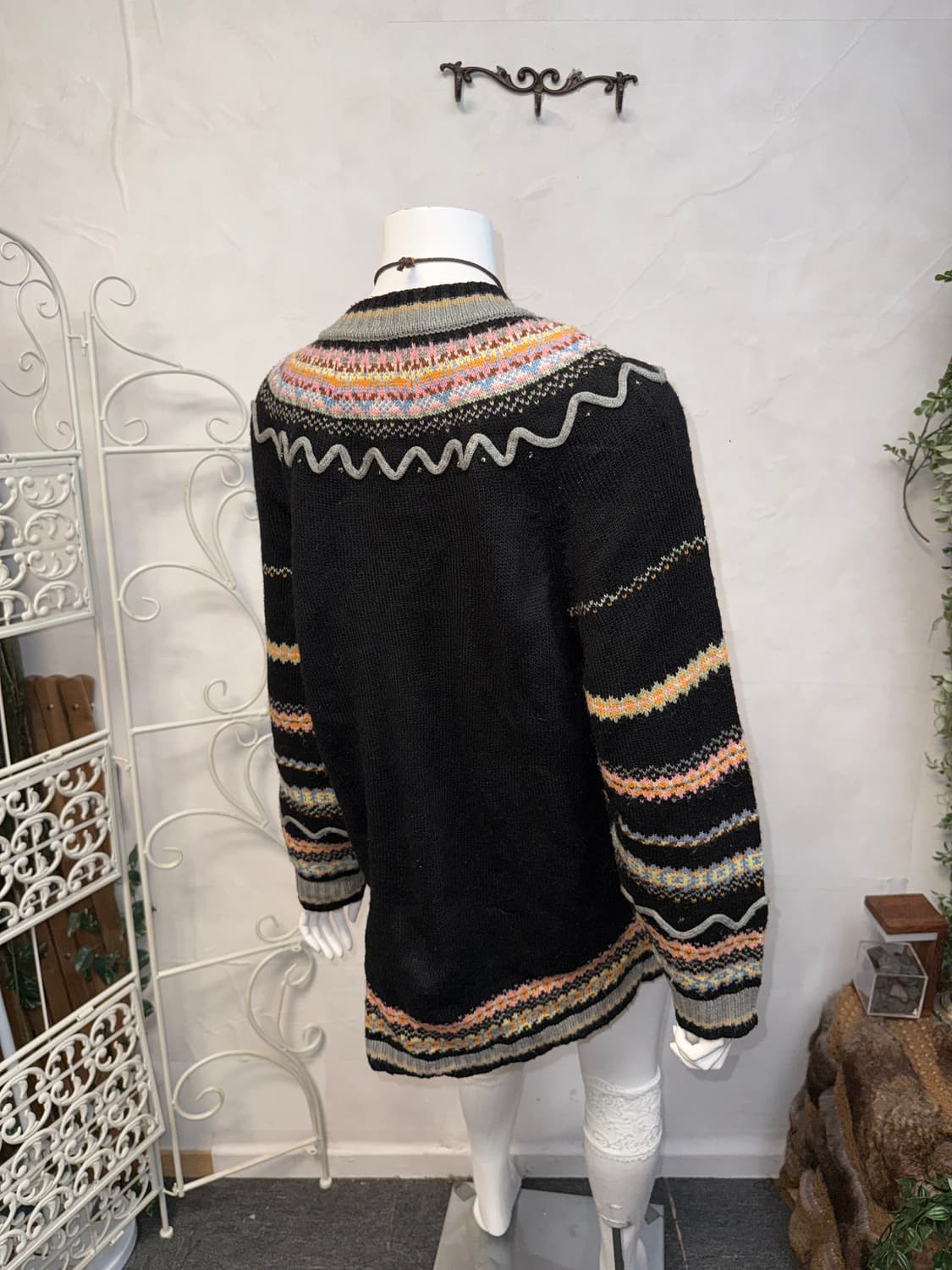 Black bohemian flower embroidered 가디건 상품이미지5