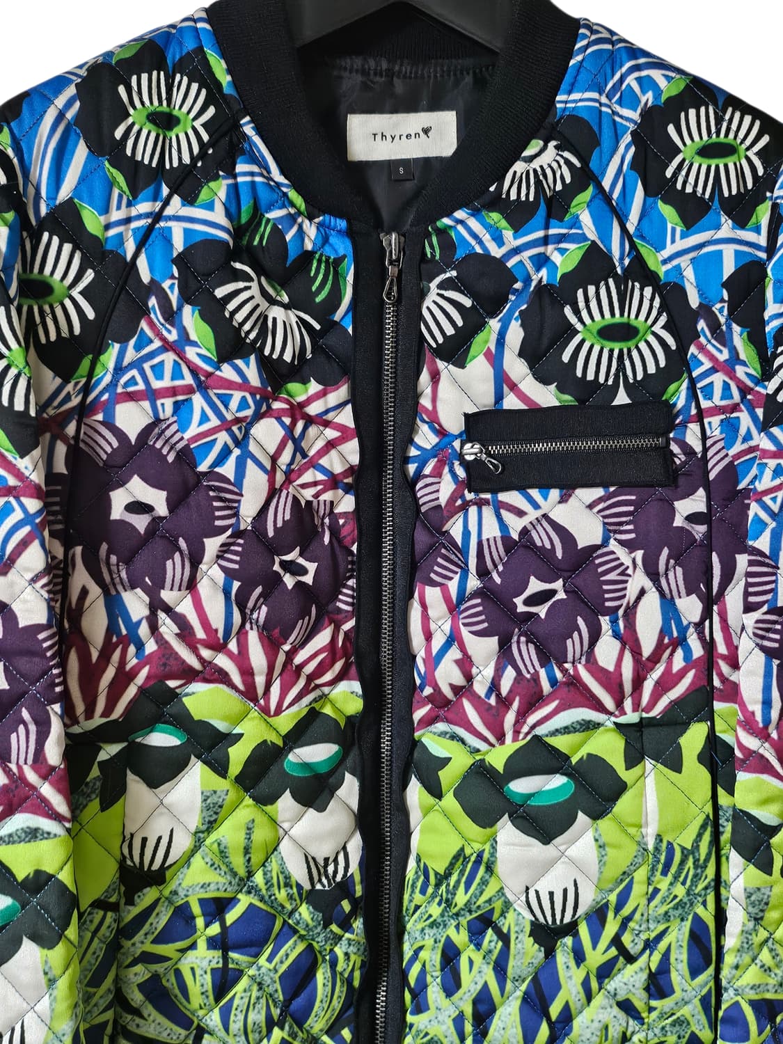 티렌 유니크 플라워 프린팅 퀄팅 여성 블루종점퍼 55/정가 45만원 상품이미지4