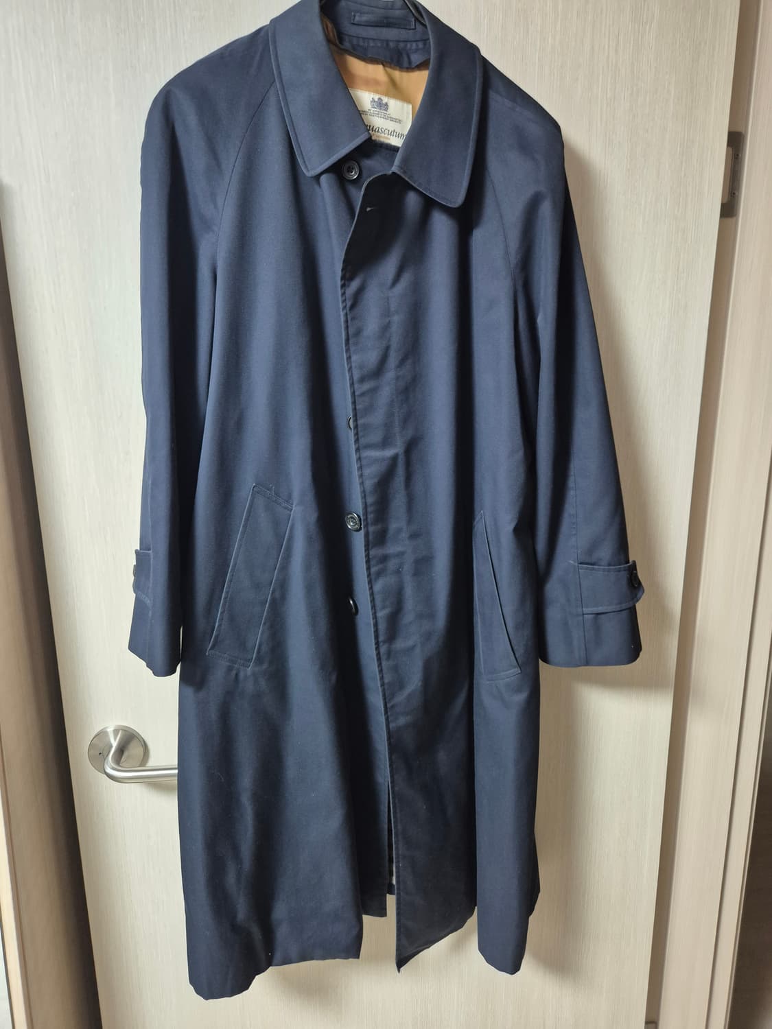 아쿠아스큐텀 네이비 트렌치 코트 레글런코트  싱글코트 M 상품이미지1