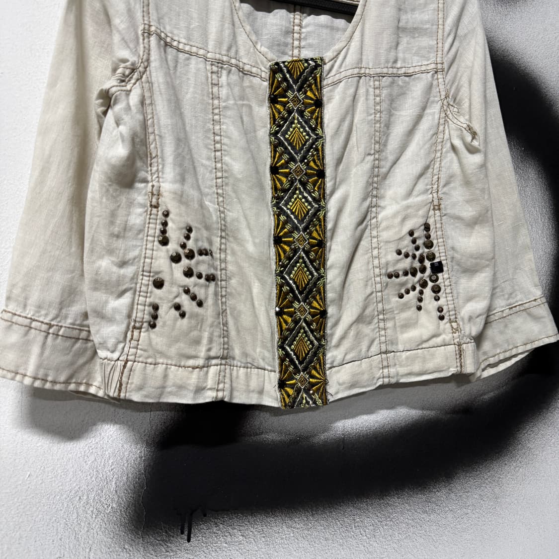 VTG 빈티지 에스닉 자수 , 스톤 비즈 디테일 데님 자켓 상품이미지4