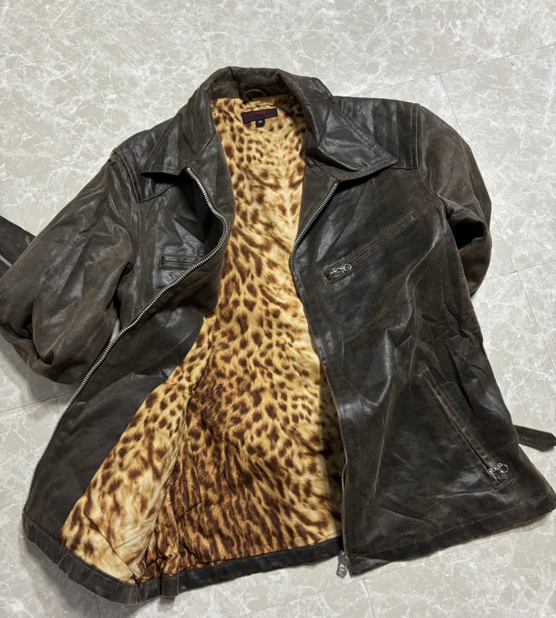 Leopard Detail brown SheepSkin Leather j 상품이미지1