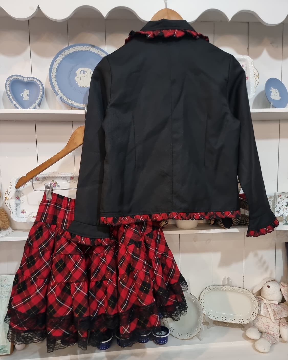 Tuch.Rouge 체크 플리츠 스커트 셋업 상품이미지6