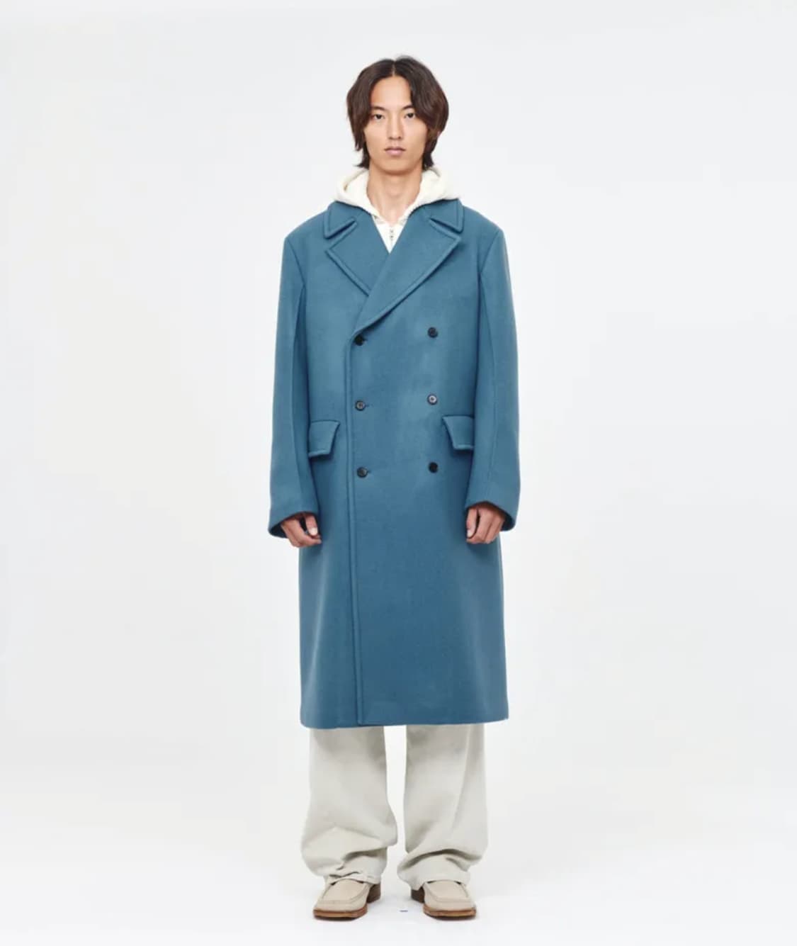 [L] 애프터프레이 셔먼 롱 피코트 블루 상품이미지1