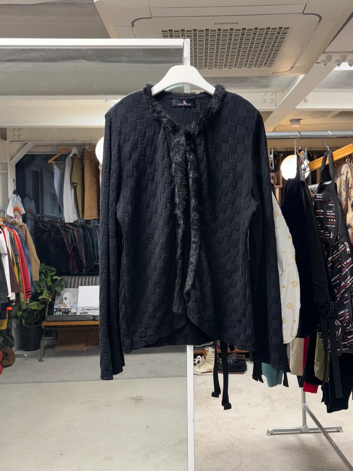 Kerrysport 체커보드 퍼 가디건 상품이미지1