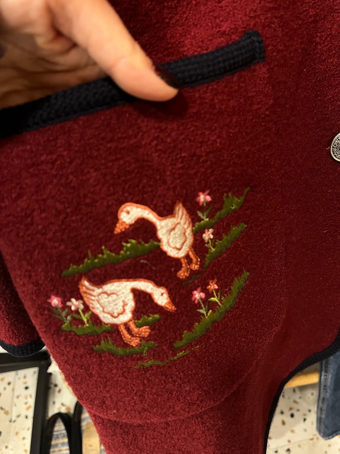 카르테니트 레드 울 자켓 자수 포인트 상품이미지3