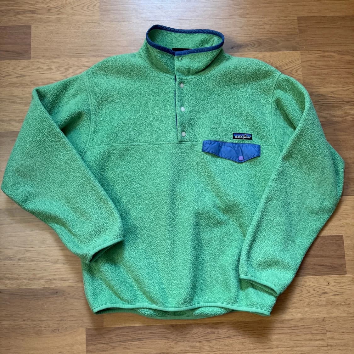 90s 파타고니아 신칠라 스냅-T 그린/블루 USA 상품이미지1