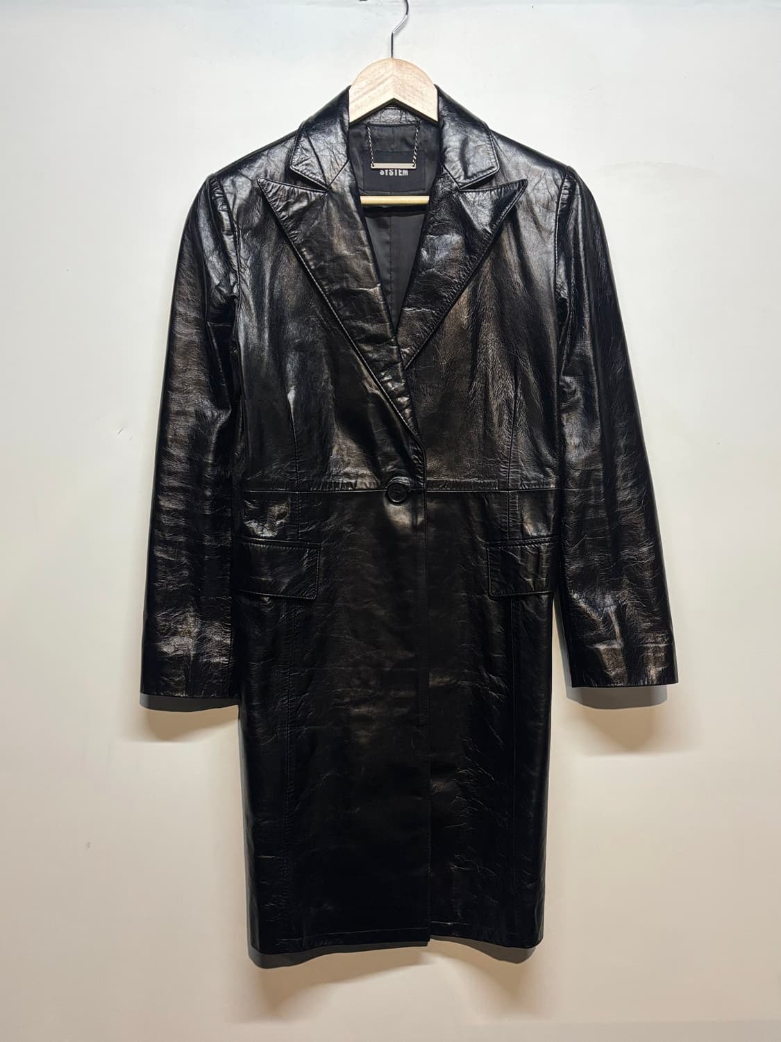 SYSTEM 블랙 레더 코트 상품이미지1