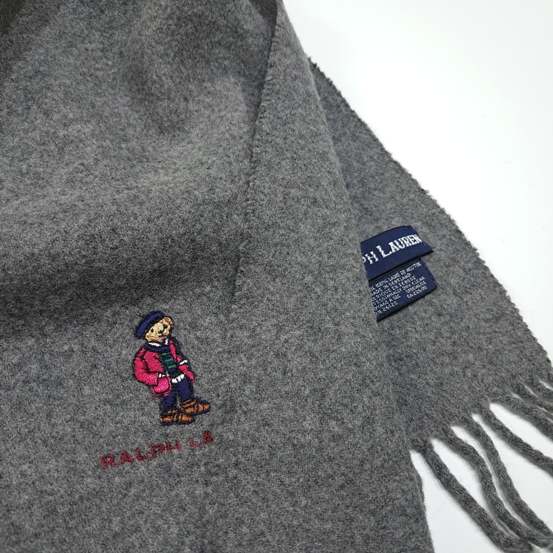 MX438 폴로 스코틀랜드판 램스울 폴로베어 그레이 머플러 목도리 상품이미지6