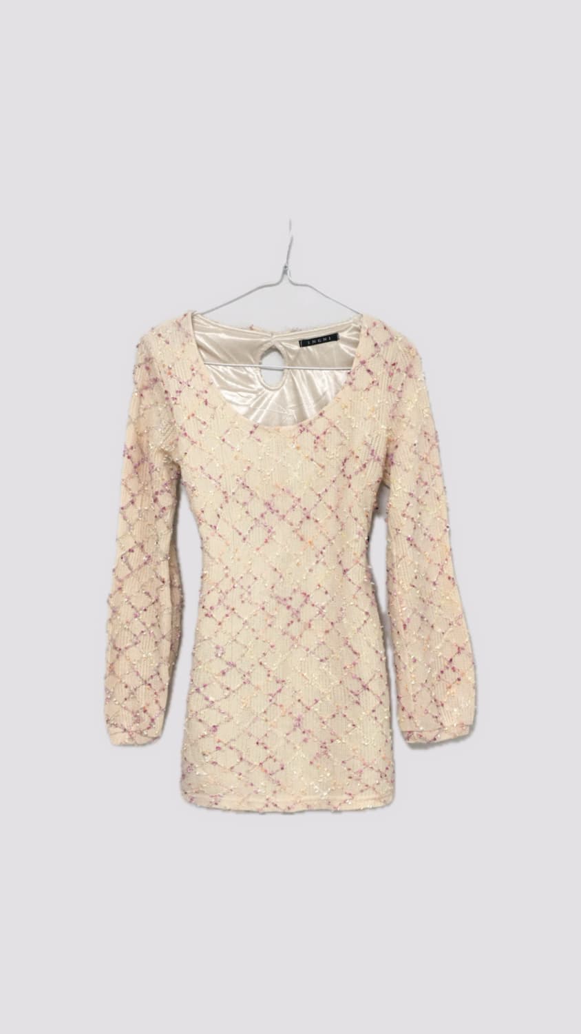 INGNI 잉그니 히메갸루 리본 아이보리 펀칭 니트 원피스 상품이미지1