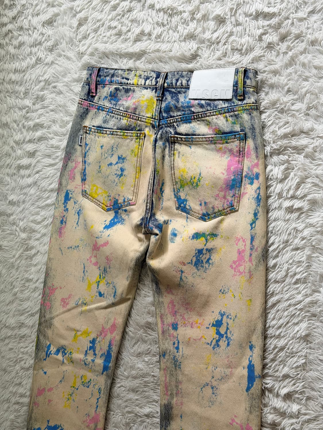 MSGM 멀티 컬러 페인트 스플래터 크림 데님 팬츠 상품이미지4