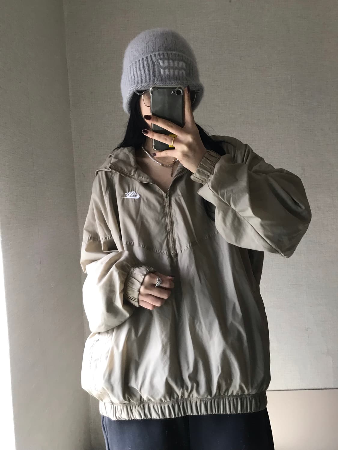 나이키 베이지 바람막이 반집업 상품이미지1