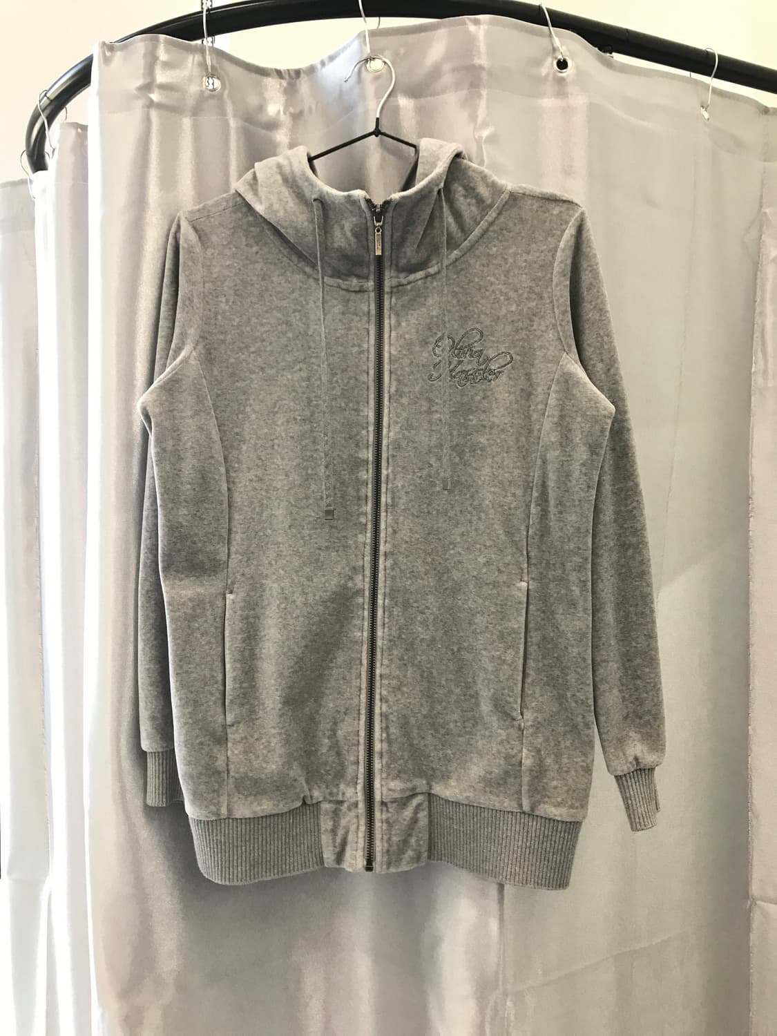 Olivia Hassler Grey Velvet Hoodie zip up 상품이미지4