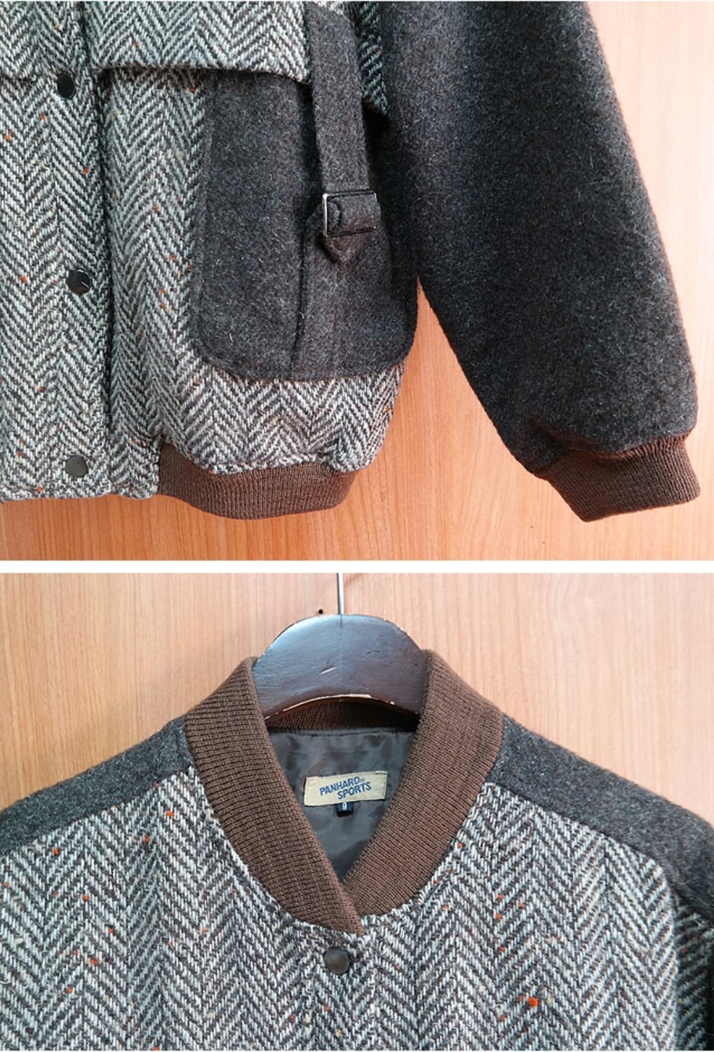 80-90s 울80% 빈티지 헤링본 자켓 우먼프리 상품이미지4