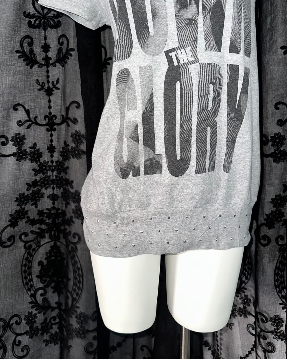grey studded bubble hem t-shirt 상품이미지2