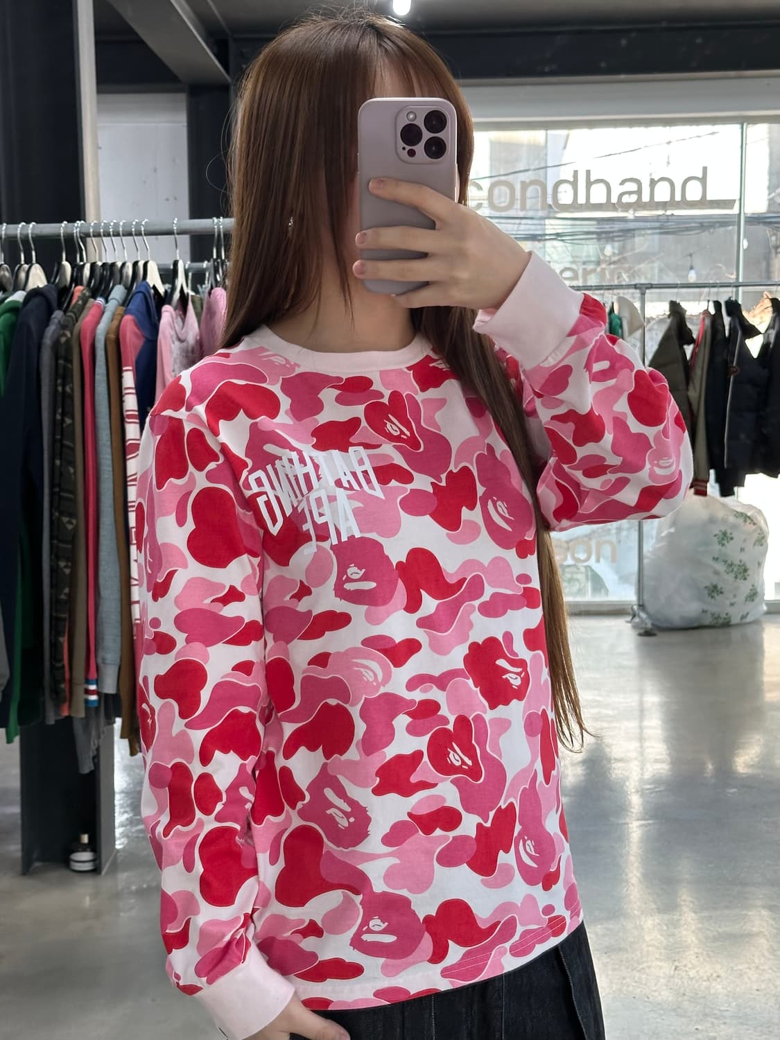 베이프 ABC카모 롱슬리브 핑크베이프 ABC카모 롱슬리브 핑크 상품이미지1