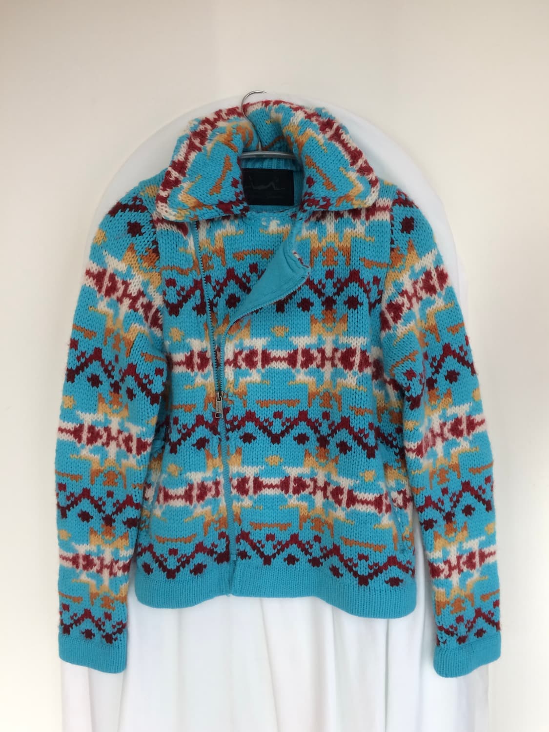 히스테릭 글래머 니트 라이더 자켓 패턴 짜임 니트 집업 상품이미지1