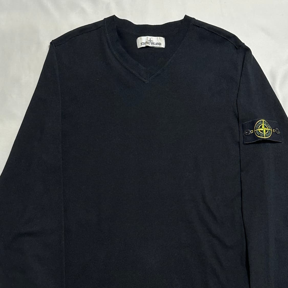 M 스톤아일랜드 브이넥 블랙 코튼 니트 상품이미지1