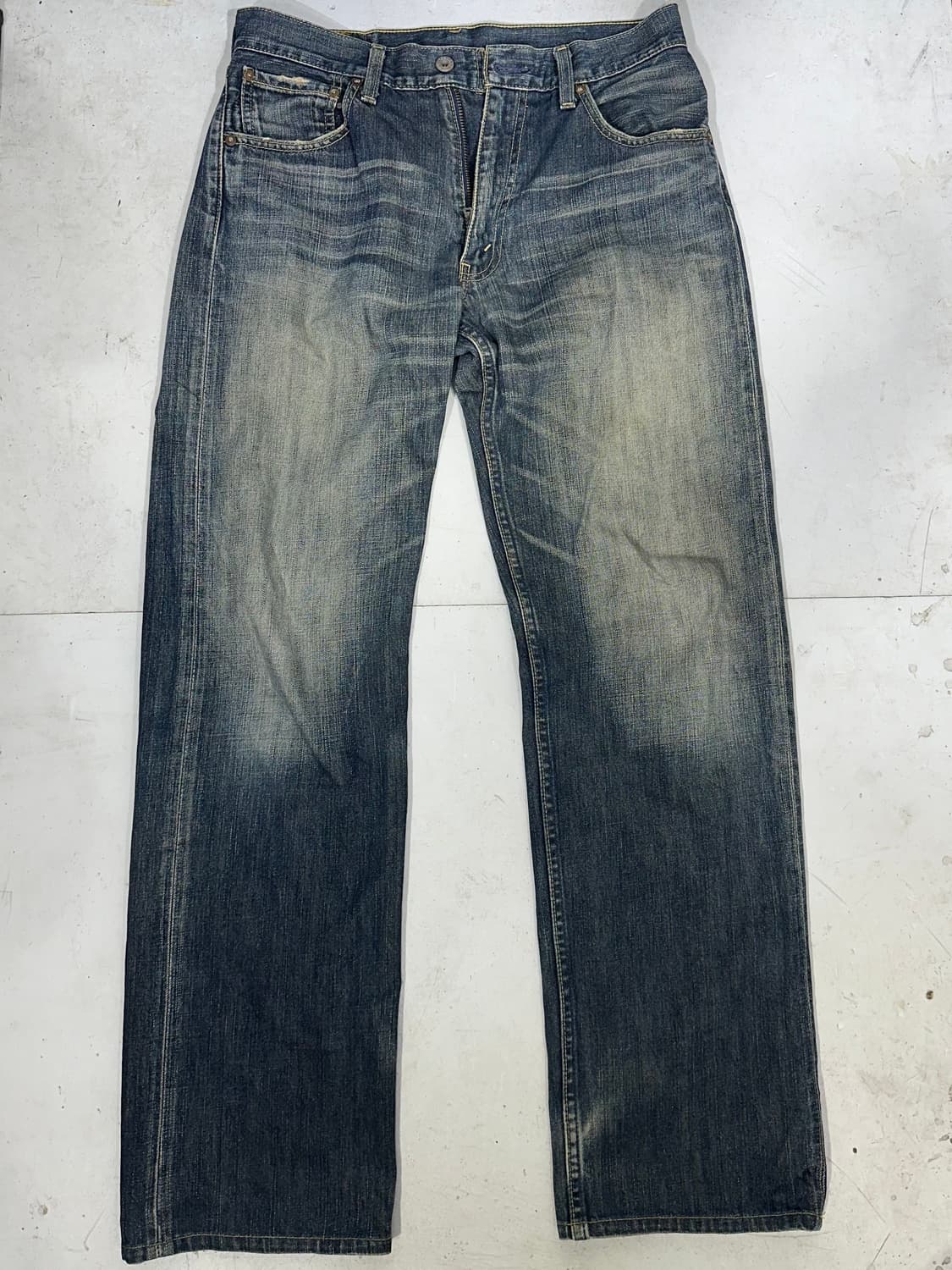 리바이스 503 흑청 가죽탭 워싱 와이드 데님 팬츠 청바지 31 상품이미지4