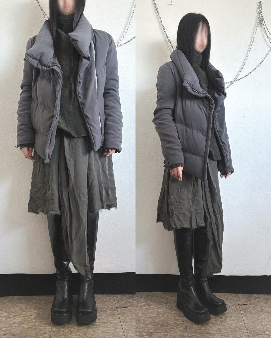 발망 JPN asymmetric 사선지퍼 하이넥 패딩 상품이미지1