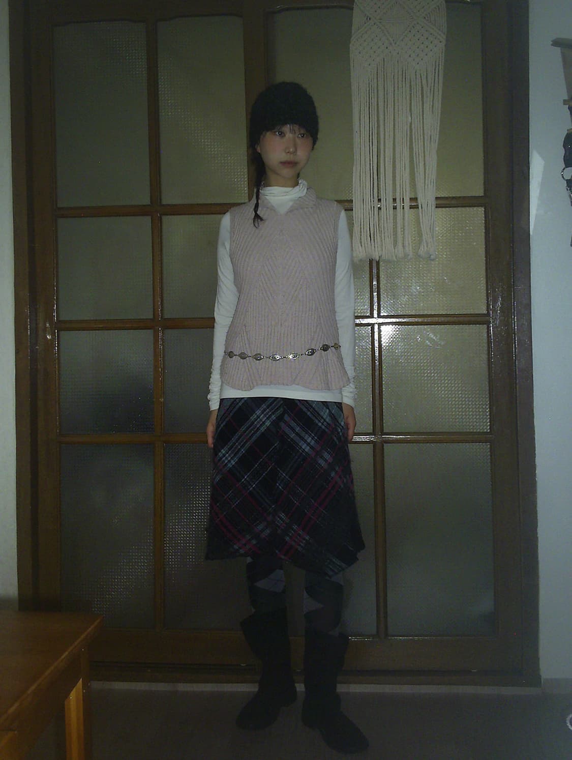 vintage check wool skirt 상품이미지5