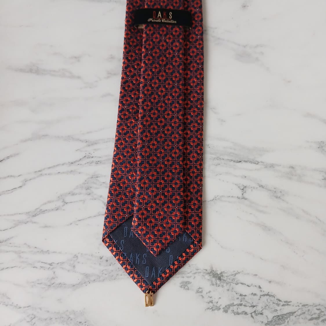 DAKS 닥스 넥타이 네이비 오렌지 패턴 S~A+등급 E896
 상품이미지8