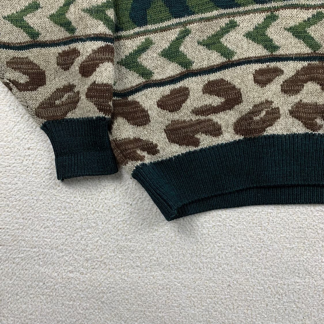 90s 코모도 빈티지 패턴 울 카라 니트 상품이미지3