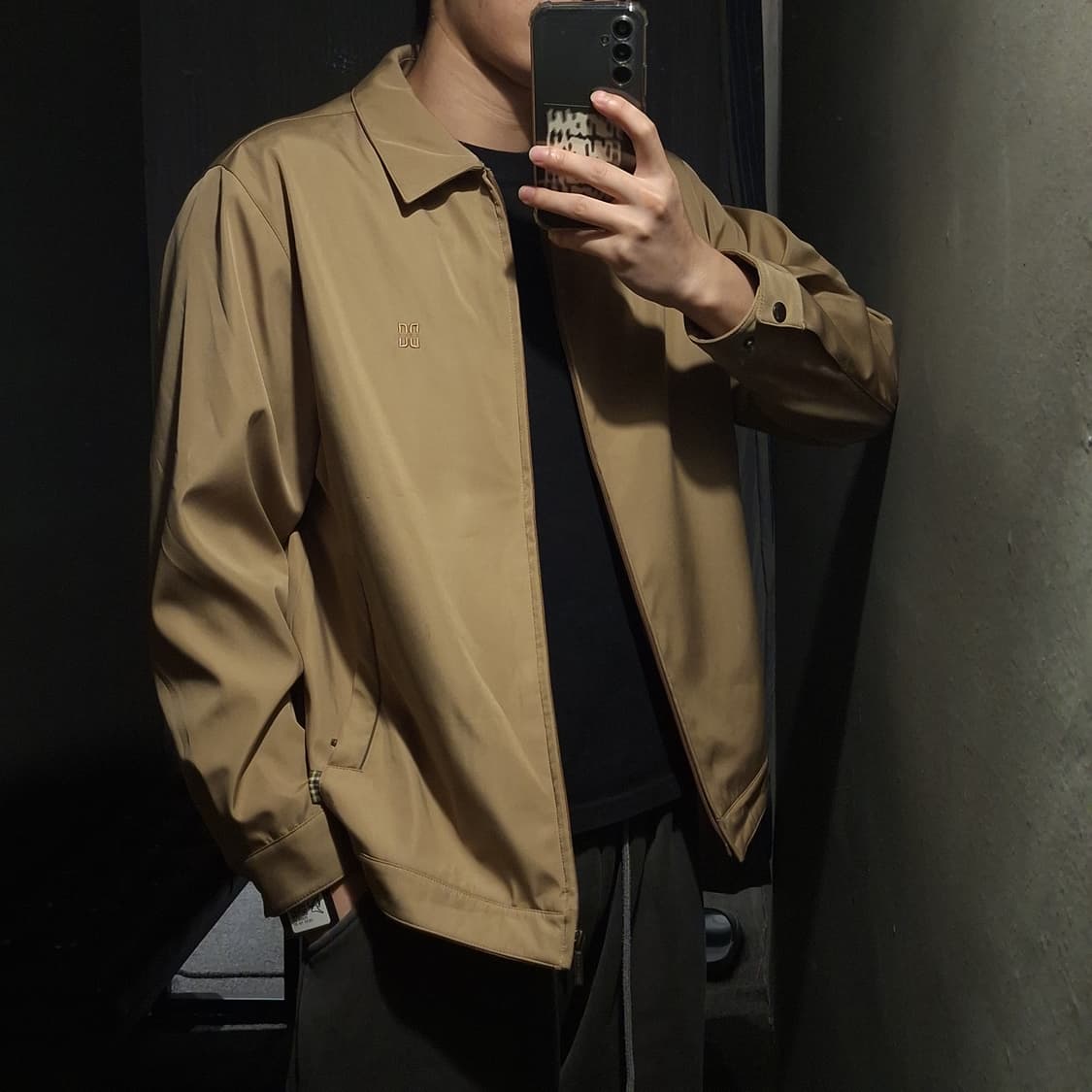 DAKS 닥스 브라운 카키 자수로고 아메카지 카라넥 캐주얼자켓 L 상품이미지2