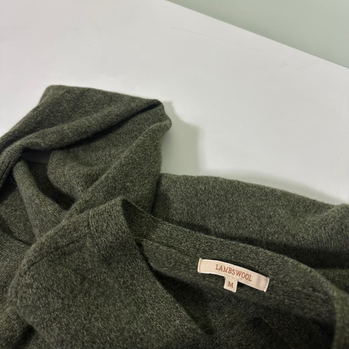우먼M 유니클로 카키그린 램스울100% 가디건 상품이미지4