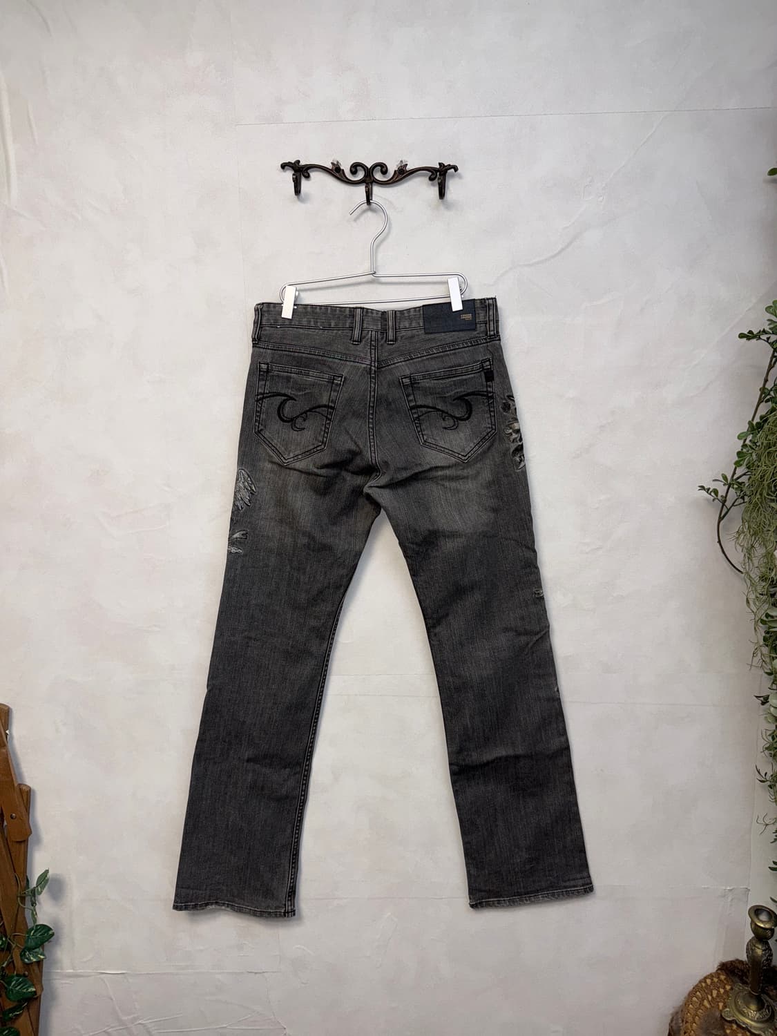 Black denim oriental punk embroidered pt 상품이미지6