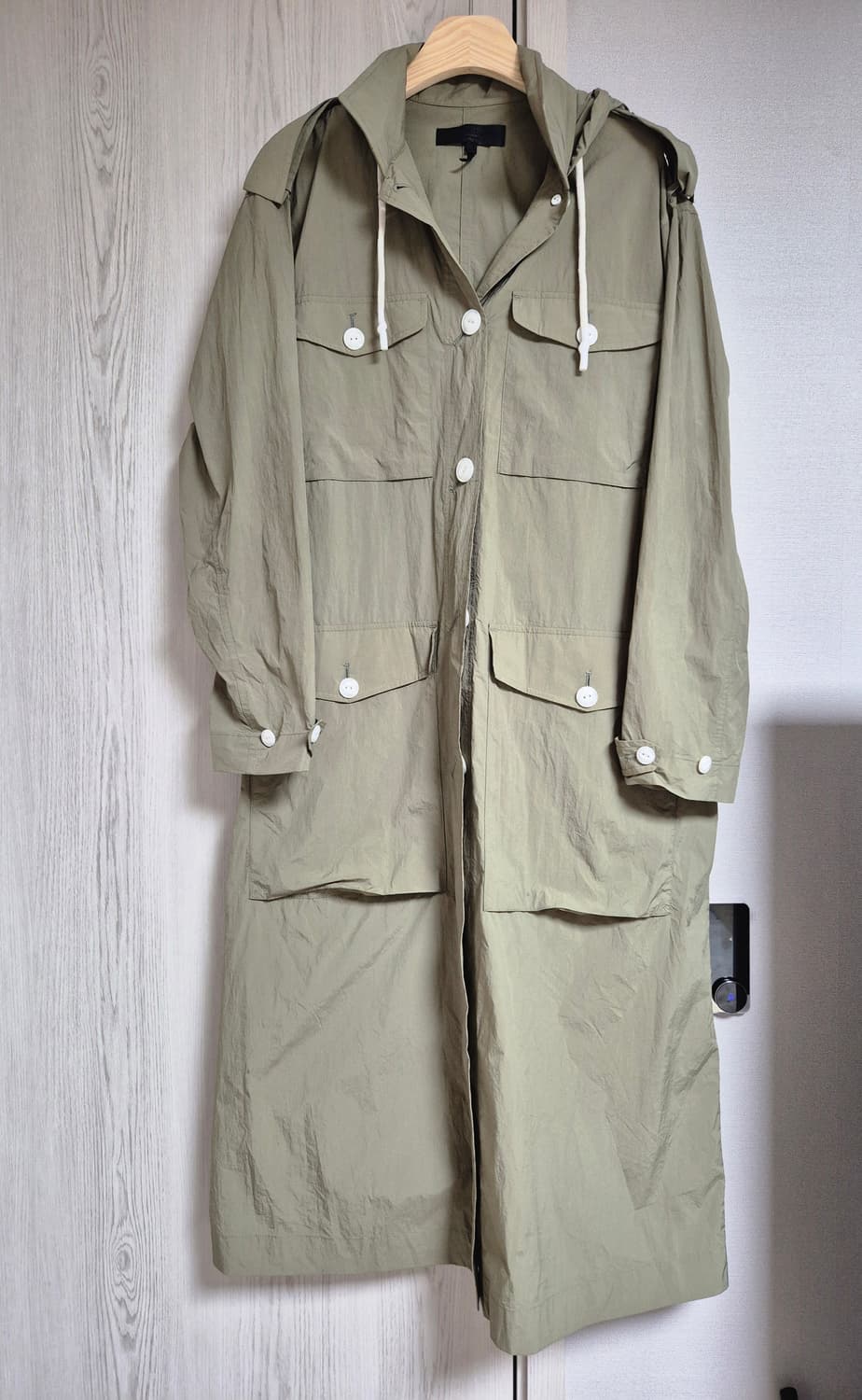 랙앤본 카키색 후드 롱 야상 점퍼 상품이미지1