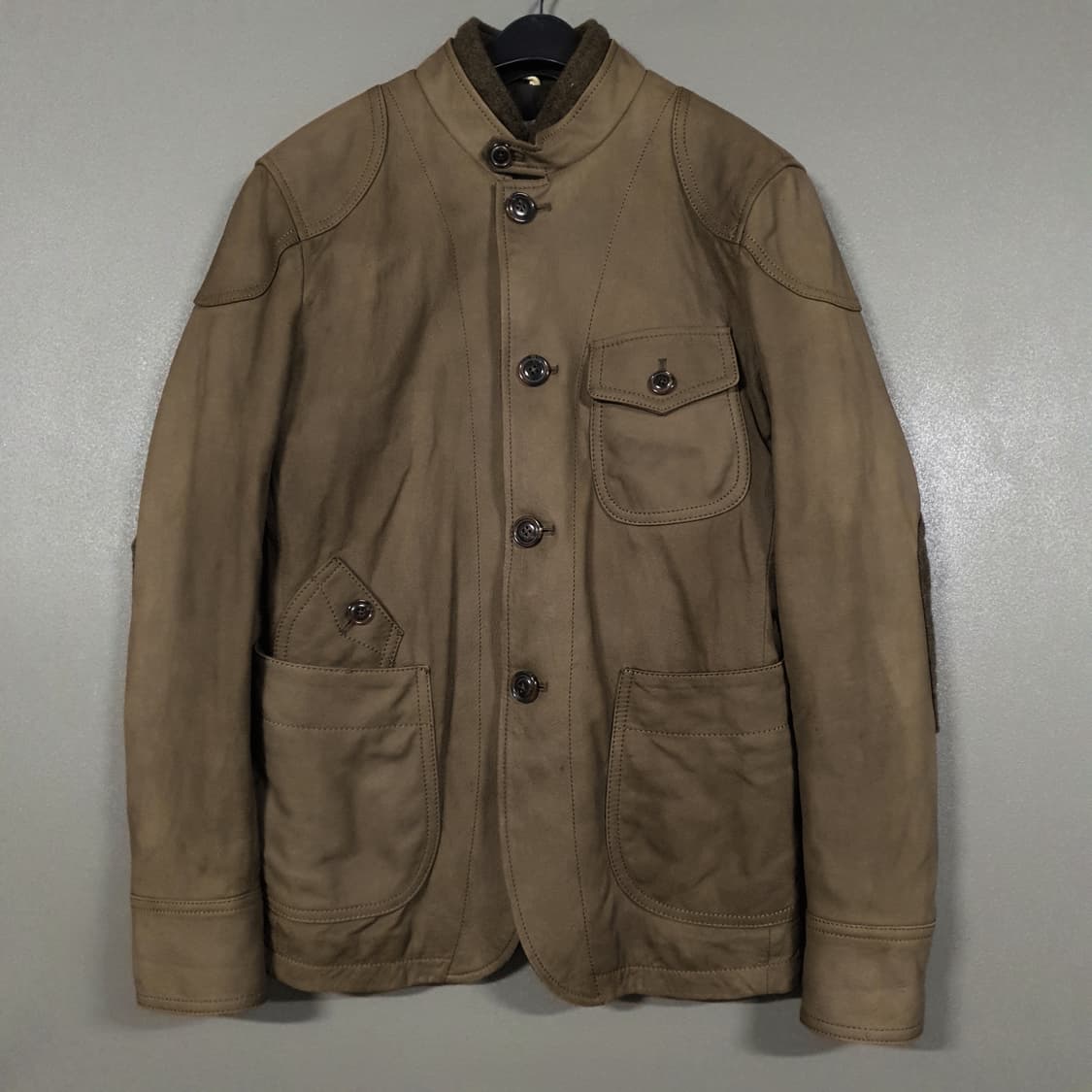 95) 커스텀멜로우 양가죽 램스킨 레더 엘보 패치 퀼팅 가죽 자켓 브라운 상품이미지1