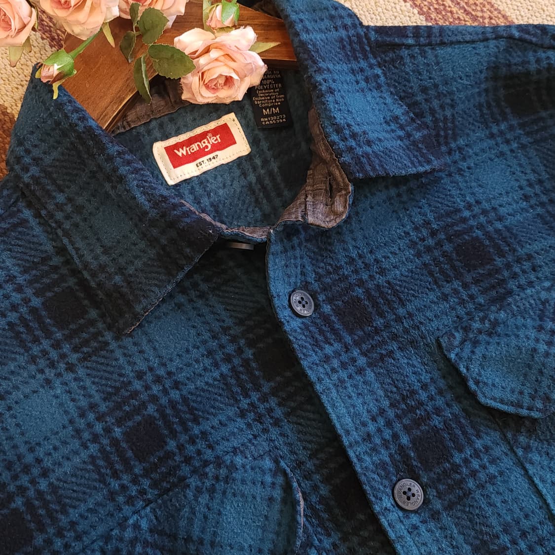 90s 랭글러 플리스 워크셔츠 플란넬 셔츠 청록색 xl 상품이미지10