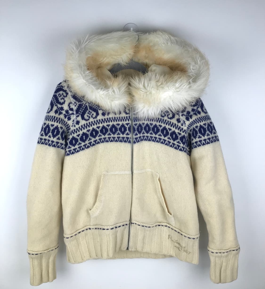 폴로진스 미사깔 노르딕 눈꽃패턴 울니트 퍼후드집업 로맨틱시로히메갸루 상품이미지3