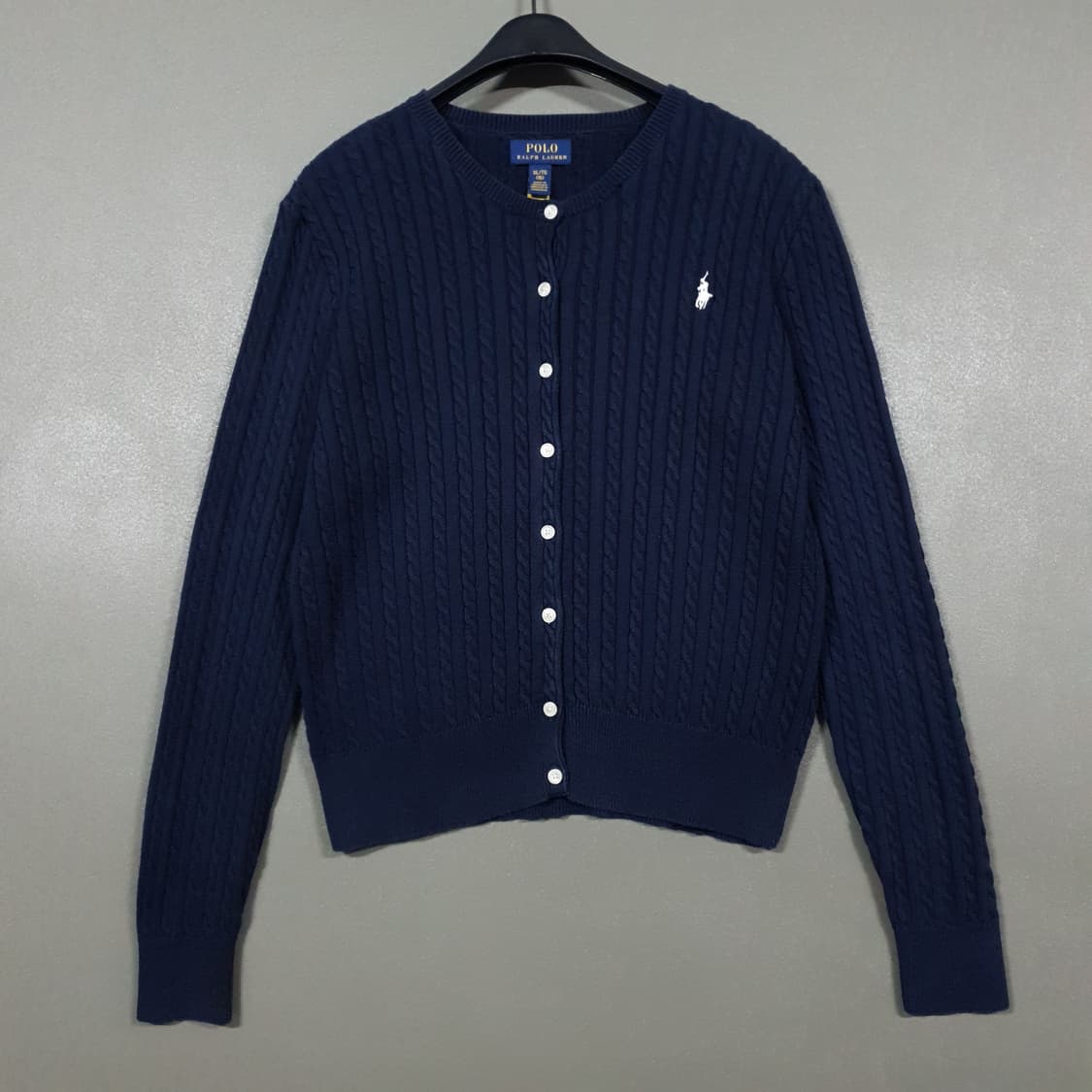 여성) 폴로 랄프로렌 신형 21FW 큐알 포니 케이블 니트 꽈배기 가디건 상품이미지1