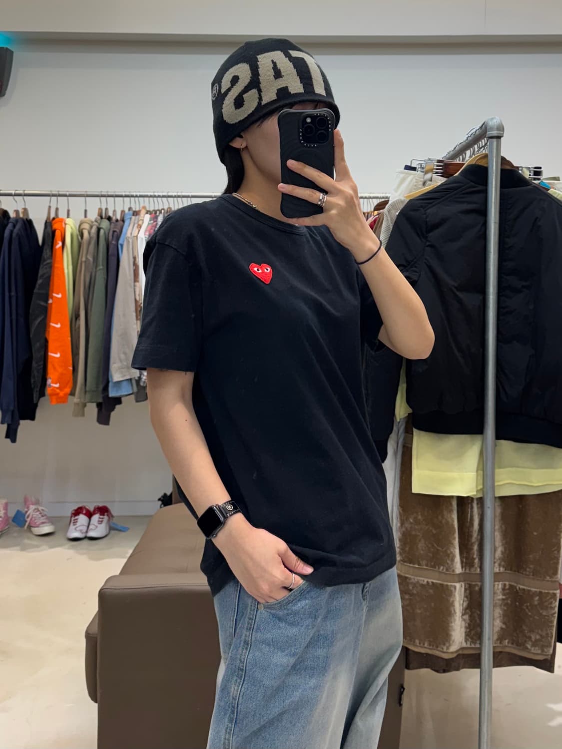 꼼데가르송 레드 하트 블랙 티셔츠 상품이미지5